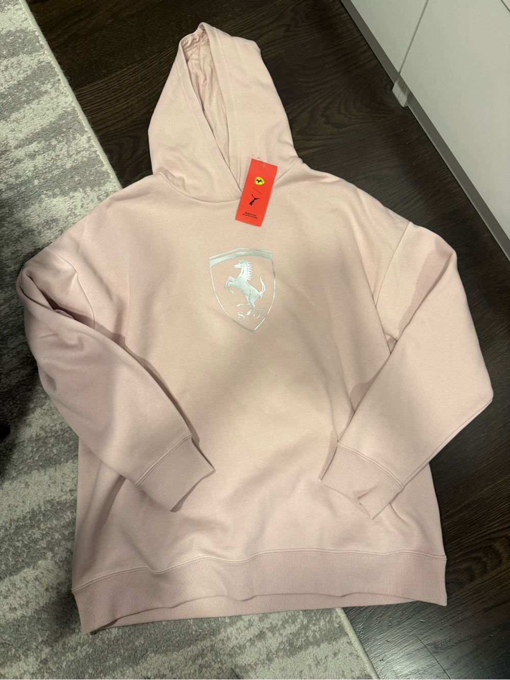 Puma Light Pink Ferrari Logo Hoodie